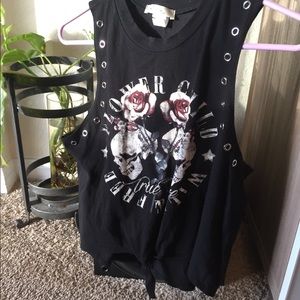 Flower Child Wild & Free Cut Off Front Tie T Shirt